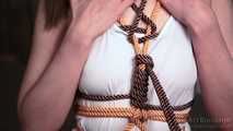 Sensitive touching in color rope bondage