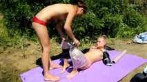  [From archive] Dana & Ketrin duct taped doggy style outdoor (video part 1)