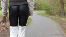 Strolling in black leggings and old overknees, 3rd part