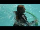 Being with Katharina and Jenny in the swimming pool both wearing supersexy rainwear (Video)