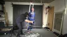 New! Alice tied and gagged in shiny nylon Rainwear and PVC Raincoat. PVC is ripped off.