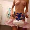 Double diapered: a pink and a blue diaper