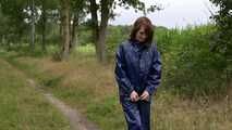 Miss Petra goes for a walk in Farmerrain jacket,  rain dungarees and rubber boots (looped version)