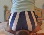 Fetisha, more striped leggins facesitting