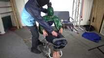 Aiyana tied and gagged in shiny nylon Rainwear and played with (she loved it)