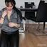 Mature Jessica cleans the floor in her grey sweater and black glossy leggins