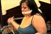 29 Yr OLD FEISTY BBW SHARON GETS MOUTH STUFFED, CLEAVE GAGGED, BAREFOOT WHILE TIED ON THE BED (D69-2)
