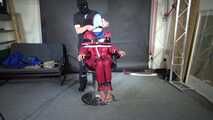 Ms Ungeniert tied gagged and played with in shiny nylon Rainwear part 2/2