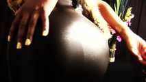 Tight latex breast worship