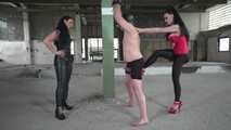 Ballbusting and Ballboxing by 2 Ladies