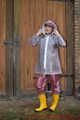 Our new Model in Miss Clara in AGU raincoat and transparent plastic raingear