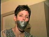 47 Yr OLD UNCOOPERATIVE LATINA HAIR DRESSER IS DUCT TAPE GAGGED, WIDE EYED GAG TALKING ON RANSOM CALL (D59-101)