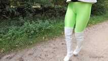 Overknees and green leggings