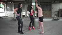 Ballbusting and Ballboxing by 2 Ladies