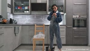 Miss Amira in Lepper nylon rain gear and transparent rain suit