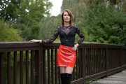 Miss Petra in hot vinyl skirt and overknee boots at the photo shoot