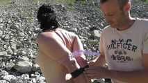 Intense outdoor hogtie in the Swiss alps 