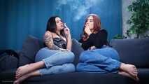 Lera and Irina are smoking and kissing barefoot - Part 1