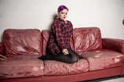 Roxie in Check Shirt and Tights Hogtie