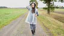 Our new model Miss Amira in Regatta nylon and tranparent rain suit