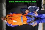 See Ronja tied and gagged by Stella in shiny nylon Rainwear and a Life Vest! Part 2