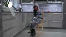 Miss Amira in Lepper nylon rain gear and transparent rain suit gets bound and gagged hard