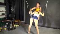Watching Stella dominating Aiyana being tied and gagged overhead with ropes and chains (Video) Part 2 of 2