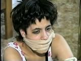 18 Yr LATINA ZARR IS ACE BANDAGE,  ROPE GAGGED AND BALL-TIED (D37-2)