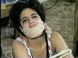 18 Yr LATINA ZARR IS ACE BANDAGE,  ROPE GAGGED AND BALL-TIED (D37-2)