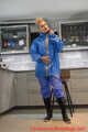 Miss Francine in old K-Way raingear