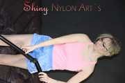 Watching ***MIA*** wearing a hot lightblue shiny nylon shorts and a pink top during vacuuming the studio (Pics)
