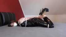 Miss J get hogtied gagged in a shiny PVC outfit