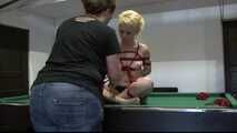 Lena King on the pool table
