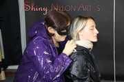 Watching sexy Sonja being tied and gagged from another woman both wearing shiny nylon rainwear (Pics)