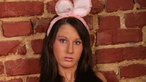 Rabbit costume babe exhibits perfect body