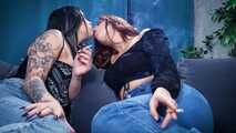 Lera and Irina are smoking and kissing barefoot - Part 1