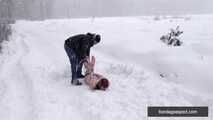 Naked barefoot Greta is tightly bound in snow - Part 2