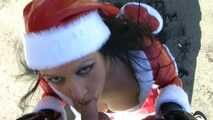 Pictures Santa Babe Christmas Blowjob & Handjob on the Beach – Fuck my nasty Mouth – Fuck my Tits – Cum on my Rubber Gloves