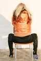 Lady Lana - special orange Adidas Downjacket with fur hood