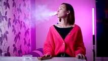 Beautiful Yulia is smoking 120mm cork cigarette