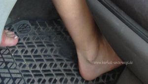 barefoot car driving