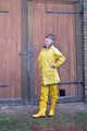 Our new Model in Miss Clara in yellow raingear