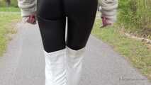 Strolling in black leggings and old overknees, 3rd part