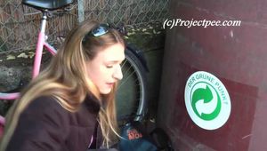 020127 Kathy Takes A Risky Public Pee By The Recycle Bins