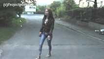 078049 Rachel Evans Takes A Daredevil Pee Down On To The Street Below