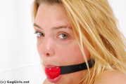 GG02 - Eva in red ball gag and handcuffs