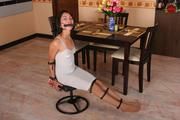 Cute Bound and Gagged Asian is Sitting on the Stool all Helpless and Ready