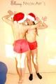 Leonie and Stella as Santa posing in shiny nylon shorts and nothing... (Pics)
