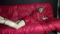 ***SELFBONDAGE***SANDRA***CRAZYSENSATION SHORTS***RED RAINJACKET***CLOTH GAGGED**CUFF BONDAGE (Video)