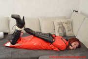 Our new Model in Miss Petra in shiny PVC cheongsam hogtied and gagged